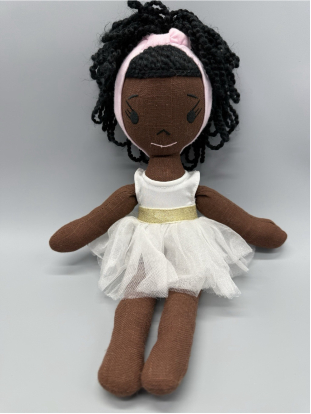 HarperIman 14" Plush Doll Handmade Linen Black Ballerina Tutu Dress READ